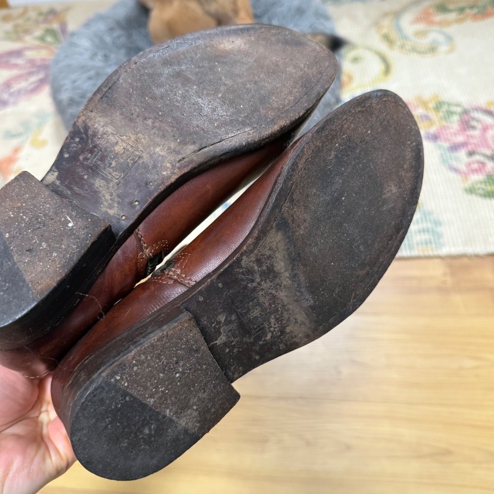 FRYE Women's Melissa Button Short Boot Booties Sz US 6 B Brown Leather - Picture 14 of 16